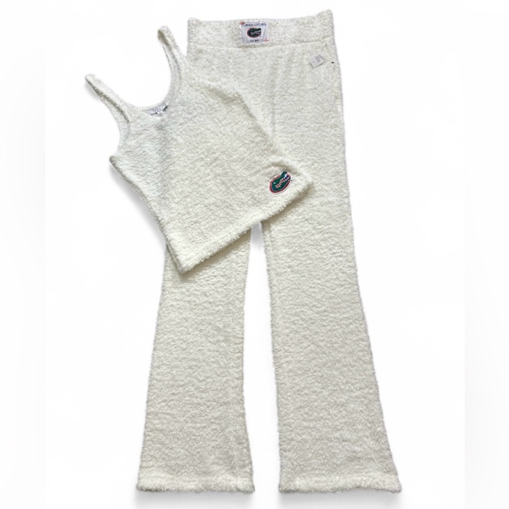 NEW Florida Gators 2-Piece Lounge Set Tank/Pants Ivory Fuzzy Comfort Soft SMALL